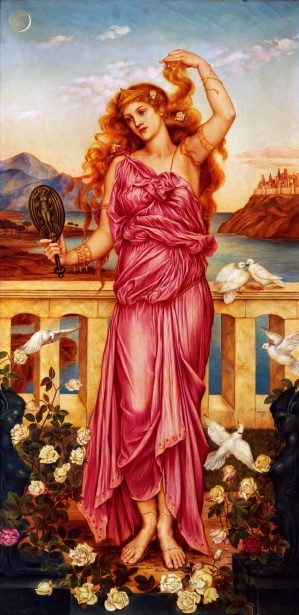 Peinture d'art vintage de l'artiste Evelyn de Morgan intitulée Helen of Troy